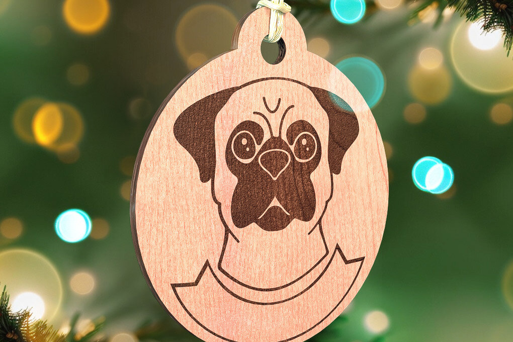 Intra απο ξύλο plywood 3mm-4mm πάχος - Στολίδι σκύλου με λέιζερ  | Λέιζερ σκύλου Δίασταση 6x6 cm INTRAFABR-72472829