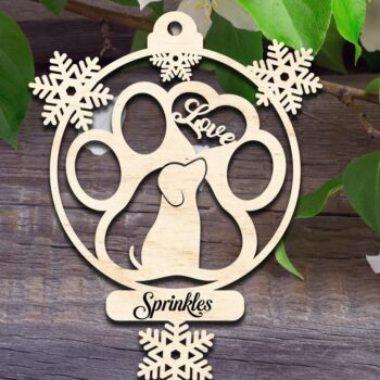 Intra απο ξύλο plywood 3mm-4mm πάχος - Στολίδι σκύλου με νιφάδες χιονιού Δίασταση 6x6 cm INTRAFABR-32986744 - Image 1