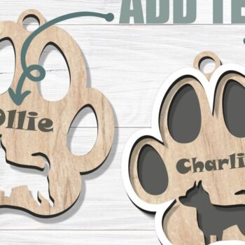 Intra απο ξύλο plywood 3mm-4mm πάχος - Χριστουγεννιάτικο στολίδι Dog Paw , Laser Δίασταση 6x6 cm INTRAFABR-81144323 - Image 2