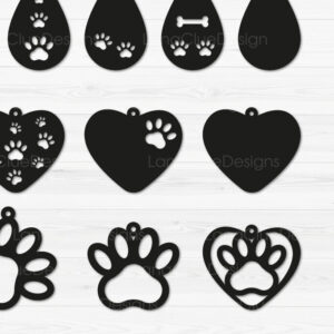 Intra απο ξύλο plywood 3mm-4mm πάχος - Πακέτο  με σκουλαρίκια με πόδια σκύλου Δίασταση 3x3 cm INTRAFABR-67780467