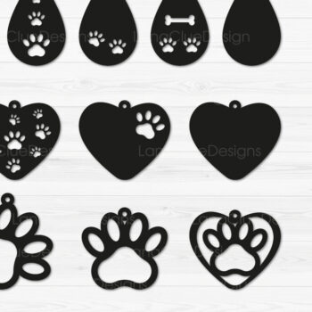 Intra απο ξύλο plywood 3mm-4mm πάχος - Πακέτο  με σκουλαρίκια με πόδια σκύλου Δίασταση 3x3 cm INTRAFABR-67780467 - Image 1