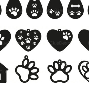 Intra απο ξύλο plywood 3mm-4mm πάχος - Πακέτο  με σκουλαρίκια με πόδια σκύλου Δίασταση 3x3 cm INTRAFABR-67780467 - Image 2