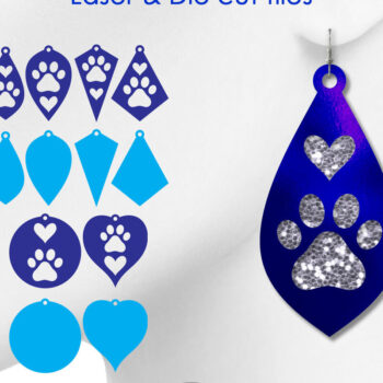 Intra απο ξύλο plywood 3mm-4mm πάχος - Dog Paw Earrings Cut File with Heart Δίασταση 3x3 cm INTRAFABR-14270457 - Image 1