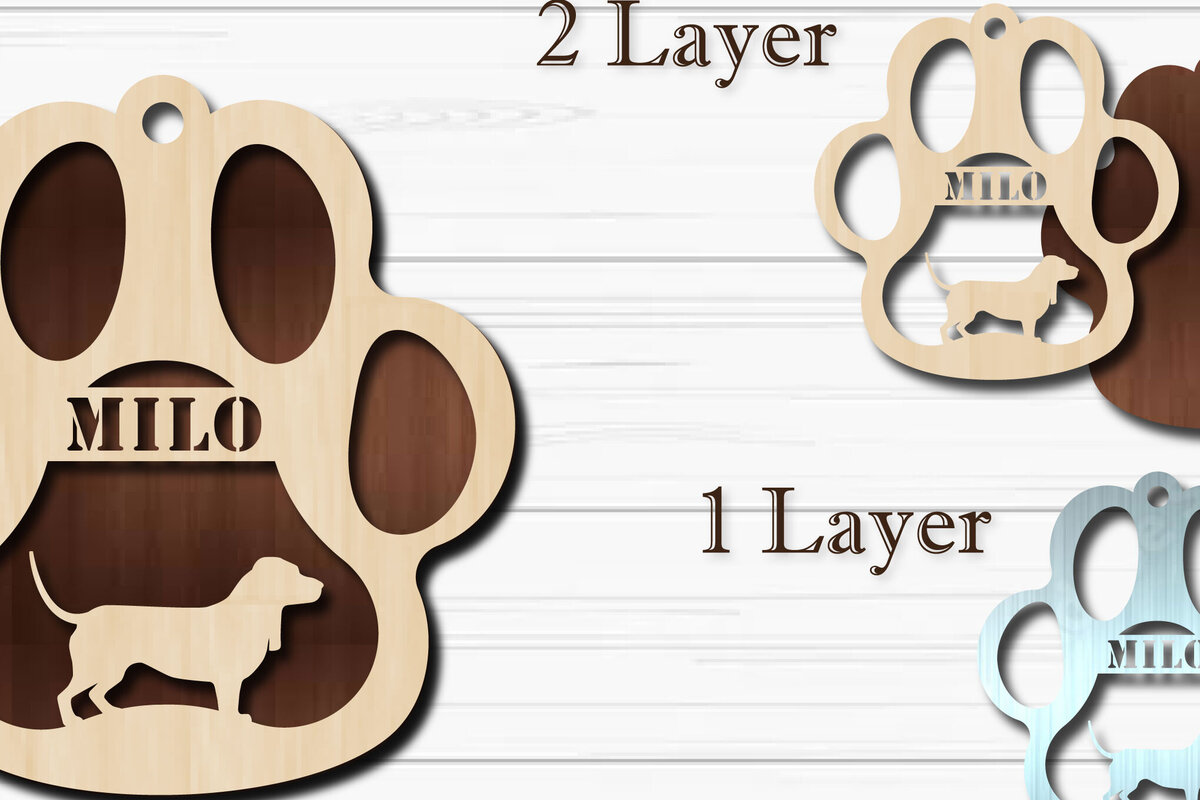 Intra απο ξύλο plywood 3mm-4mm πάχος - Στολίδι με πόδι σκύλου  Basset Hound Δίασταση 4x4 cm INTRAFABR-92886943
