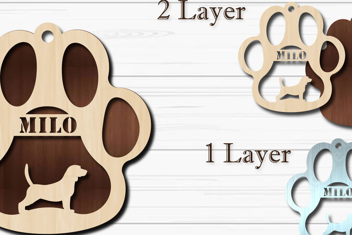 Intra απο ξύλο plywood 3mm-4mm πάχος - Στολίδι με πόδι σκύλου  Beagle Δίασταση 4x4 cm INTRAFABR-92886638