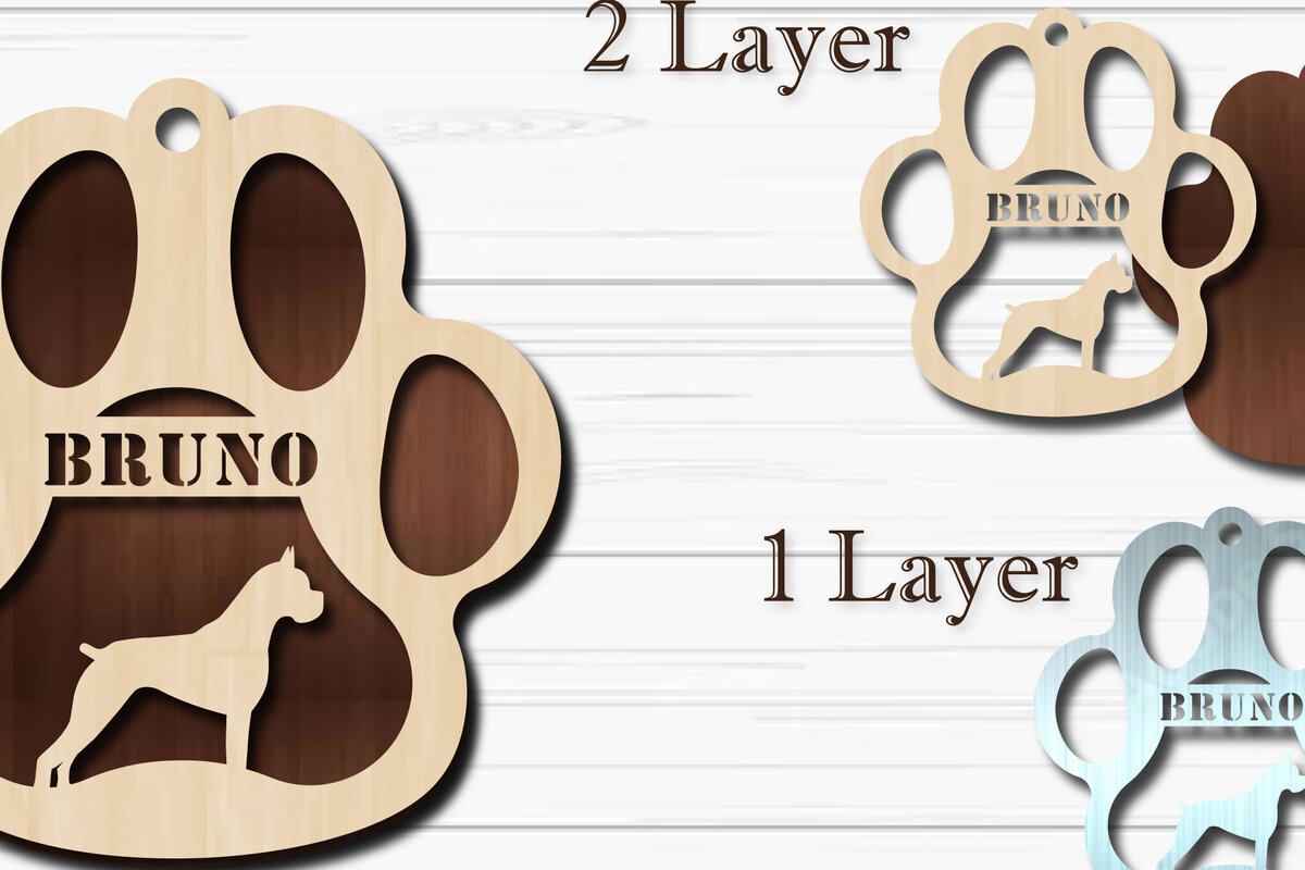 Intra απο ξύλο plywood 3mm-4mm πάχος - Στολίδι για πόδι σκύλου  Boxer Δίασταση 4x4 cm INTRAFABR-92852395