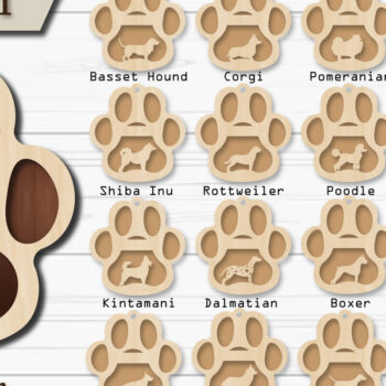 Intra απο ξύλο plywood 3mm-4mm πάχος - Πακέτο  στολίδι με πόδι σκύλου Δίασταση 4x4 cm INTRAFABR-92887548 - Image 1