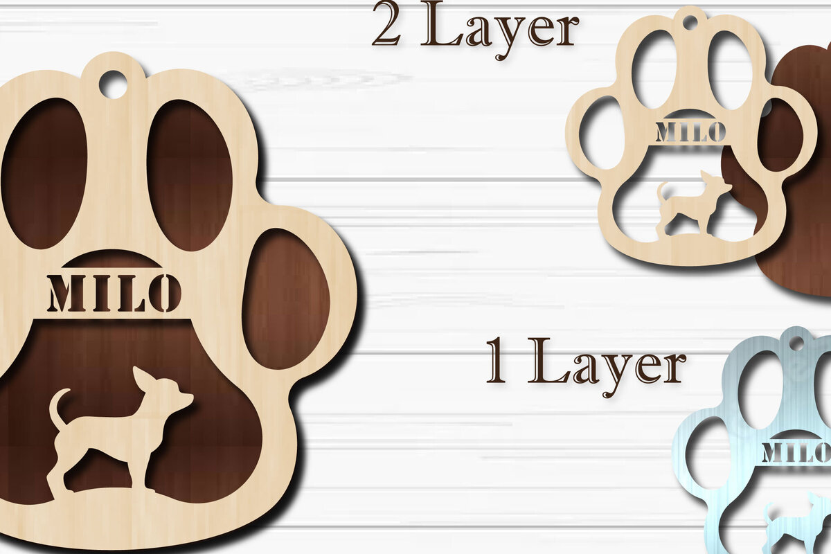 Intra απο ξύλο plywood 3mm-4mm πάχος - Στολίδι με πόδια σκύλου  Τσιουάουα Δίασταση 4x4 cm INTRAFABR-92887119