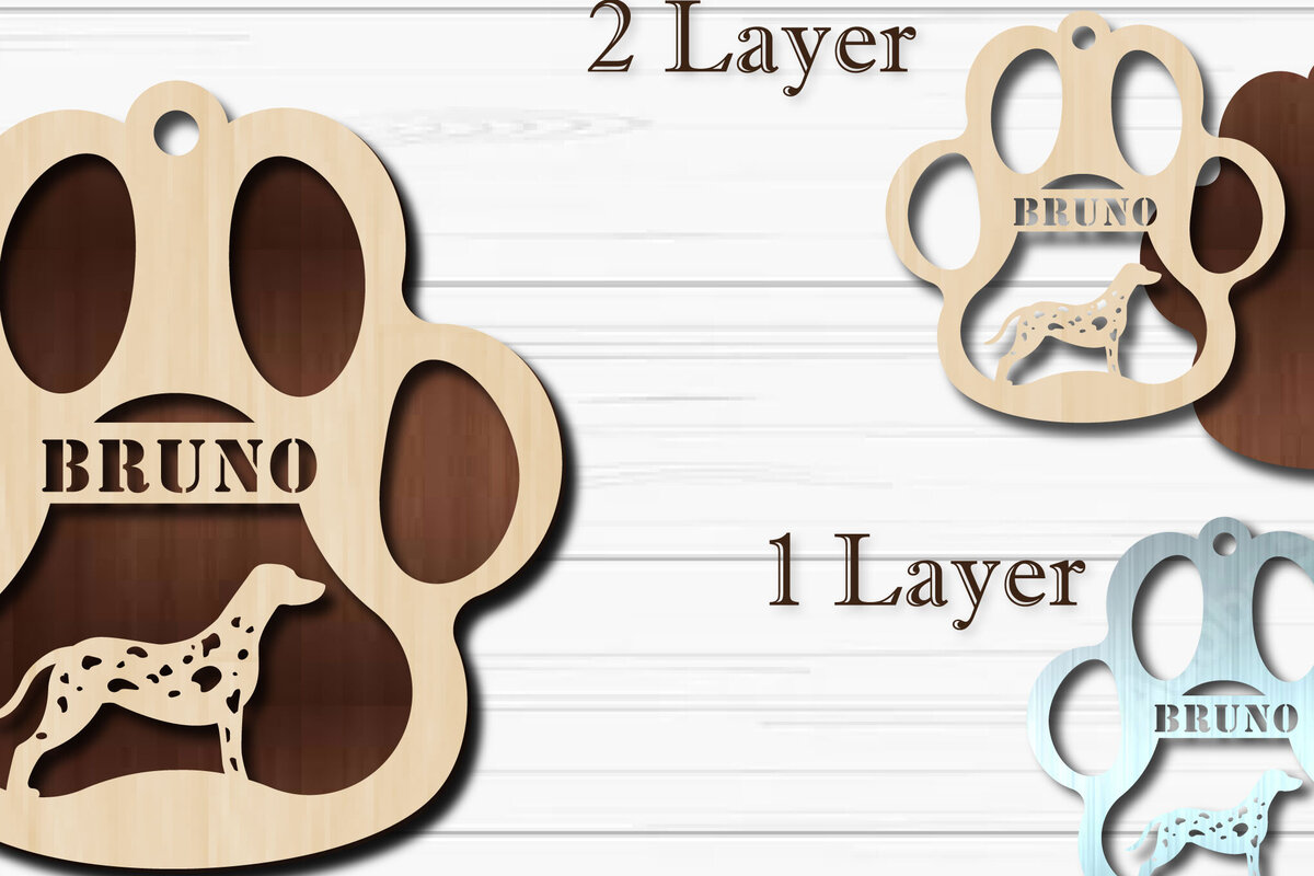 Intra απο ξύλο plywood 3mm-4mm πάχος - Στολίδι για πόδι σκύλου  Δαλματίας Δίασταση 4x4 cm INTRAFABR-92853154