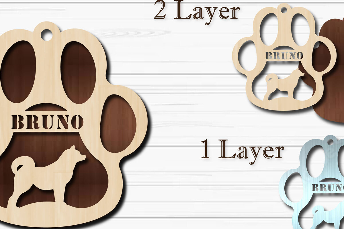 Intra απο ξύλο plywood 3mm-4mm πάχος - Στολίδι με πόδια σκύλου  Shiba Inu Δίασταση 4x4 cm INTRAFABR-92885914