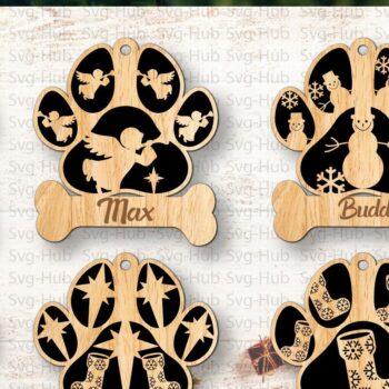 Intra απο ξύλο plywood 3mm-4mm πάχος - Πακέτο χριστουγεννιάτικων στολιδιών με στάμπα σκύλου Δίασταση 6x6 cm INTRAFABR-36406207 - Image 1