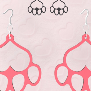 Intra απο ξύλο plywood 3mm-4mm πάχος - Πόδι σκύλου με καρδιά, σκουλαρίκια |  Δίασταση 3x3 cm INTRAFABR-95143084