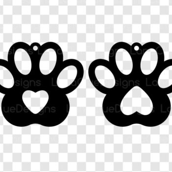 Intra απο ξύλο plywood 3mm-4mm πάχος - Dog Paw with Heart Earrings Cut File Δίασταση 3x3 cm INTRAFABR-107512991 - Image 2