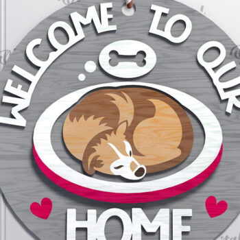 Intra απο ξύλο plywood 3mm-4mm πάχος - Σχέδιο κοπής με λέιζερ στρογγυλή πινακίδα σκύλου Δίασταση 30x20 cm INTRAFABR-111283642 - Image 1