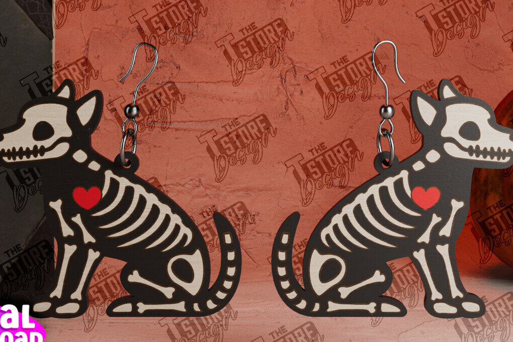 Intra απο ξύλο plywood 3mm-4mm πάχος - Σκουλαρίκια σκελετός σκύλου | Σχεδιασμός κοσμημάτων Δίασταση 3x3 cm INTRAFABR-104428533