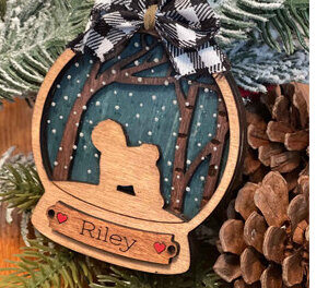 Intra απο ξύλο plywood 3mm-4mm πάχος - Στολίδι με στρώματα Snowglobe για σκύλους Δίασταση 6x6 cm INTRAFABR-25511253