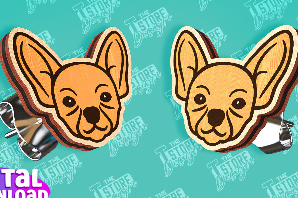 Intra απο ξύλο plywood 3mm-4mm πάχος - Πρότυπα κοπής με λέιζερ σκουλαρίκια με καρφιά σκύλου Δίασταση 3x3 cm INTRAFABR-96201237