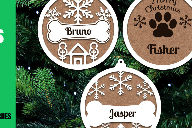 Intra απο ξύλο plywood 3mm-4mm πάχος - Αρχεία λέιζερ Χριστουγεννιάτικων στολιδιών Dog  Δίασταση 8x4 cm INTRAFABR-20658649