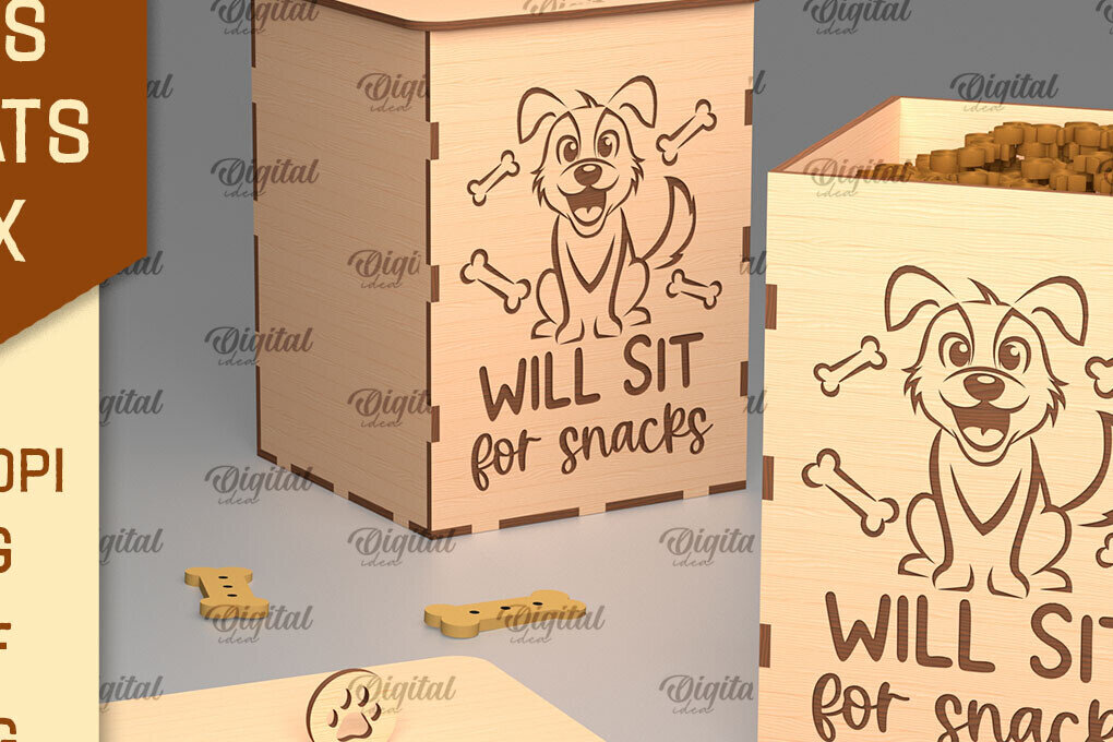Intra απο ξύλο plywood 3mm-4mm πάχος - Dog Treats Box LaserCut. Storage Box  Δίασταση 30x20 cm INTRAFABR-98652867
