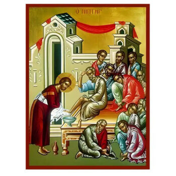 Εικόνα Ορθοδοξίας με περίγραμμα χρυσό σε ξύλο Φλαμουρίας  με  βάση Εικόνα Ιερός Νιπτήρ Χειροποίητη Ελληνορθόδοξη , Κρεμαστή πλάκα βυζαντινής τέχνης, χριστιανική τέχνη Διάσταση 10x7 cm (3,9 x 2,8 ίντσες) INTRAEK-670979 - Image 1