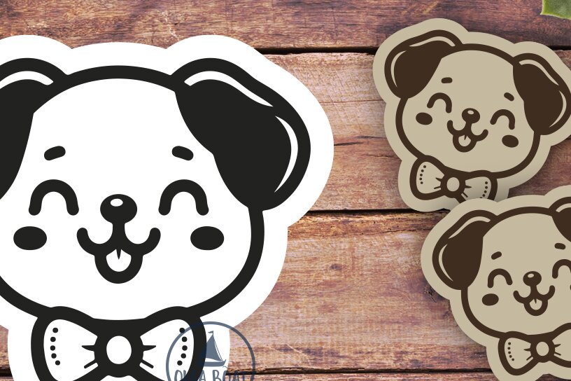 Intra απο ξύλο plywood 3mm-4mm πάχος - Σκύλος με Φιόγκο Σκουλαρίκια | Χαρακτική με λέιζερ Δίασταση 3x3 cm INTRAFABR-119897166