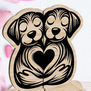 Intra απο ξύλο plywood 3mm-4mm πάχος - Dogs Love Στολίδι Αγίου Βαλεντίνου Κόψιμο με λέιζερ Δίασταση 6x6 cm INTRAFABR-113266763