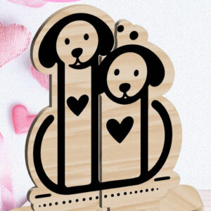 Intra απο ξύλο plywood 3mm-4mm πάχος - Dogs Love Στολίδι Αγίου Βαλεντίνου Κόψιμο με λέιζερ Δίασταση 6x6 cm INTRAFABR-113266971