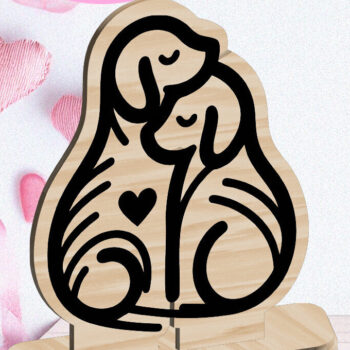 Intra απο ξύλο plywood 3mm-4mm πάχος - Dogs Love Στολίδι Αγίου Βαλεντίνου Κόψιμο με λέιζερ Δίασταση 6x6 cm INTRAFABR-113267139 - Image 1