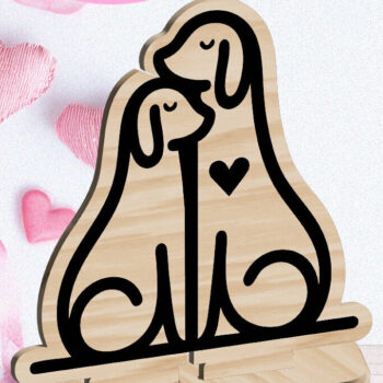Intra απο ξύλο plywood 3mm-4mm πάχος - Dogs Love Στολίδι Αγίου Βαλεντίνου Κόψιμο με λέιζερ Δίασταση 6x6 cm INTRAFABR-113267405 - Image 1