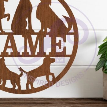 Intra απο ξύλο plywood 3mm-4mm πάχος - Dogs Silhouette Name Laser Δίασταση 30x20 cm INTRAFABR-109521057 - Image 2
