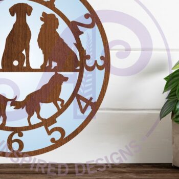 Intra απο ξύλο plywood 3mm-4mm πάχος -  με λέιζερ ρολόι τοίχου Dogs,  Δίασταση 30x20 cm INTRAFABR-107856243 - Image 1