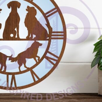 Intra απο ξύλο plywood 3mm-4mm πάχος -  με λέιζερ ρολόι τοίχου Dogs,  Δίασταση 30x20 cm INTRAFABR-107856243 - Image 2