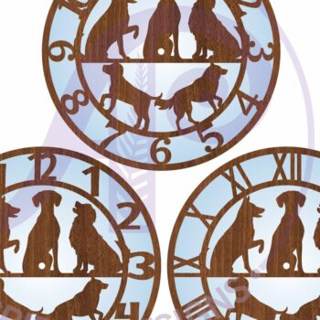 Intra απο ξύλο plywood 3mm-4mm πάχος -  με λέιζερ ρολόι τοίχου Dogs,  Δίασταση 30x20 cm INTRAFABR-107856243 - Image 5