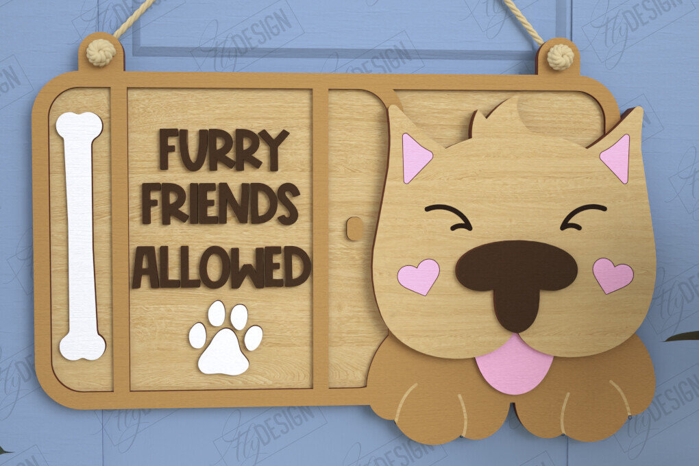 Intra απο ξύλο plywood 3mm-4mm πάχος - Σκύλοι Καλωσορίζουν Άτομα Ανεκτά Σήμα | CNC Δίασταση 30x20 cm INTRAFABR-118750214