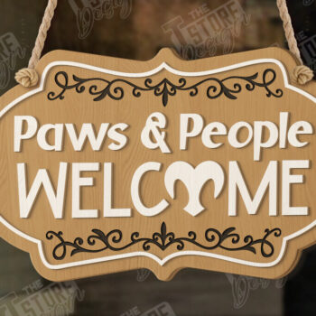 Intra απο ξύλο plywood 3mm-4mm πάχος - Σετ σημαδιών που υποδέχονται τα σκυλιά Δίασταση 30x20 cm INTRAFABR-123353254 - Image 4