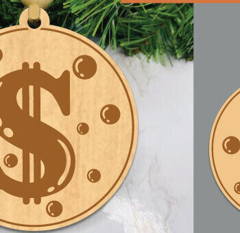 Intra απο ξύλο plywood 3mm-4mm πάχος - Στολίδι κοπής με λέιζερ με σήμα Dollar  1 Δίασταση 6x6 cm INTRAFABR-106401673 - Image 1