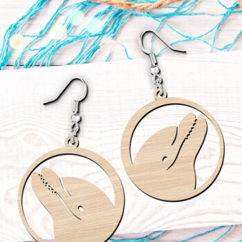 Intra απο ξύλο plywood 3mm-4mm πάχος - Σκουλαρίκια Dolphin Design Cut Laser Δίασταση 900x900 cm INTRAFABR-120429555 - Image 3