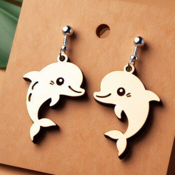 Intra απο ξύλο plywood 3mm-4mm πάχος - Dolphin Earrings Cut Laser | DXF |  Δίασταση 3x3 cm INTRAFABR-115530460 - Image 1