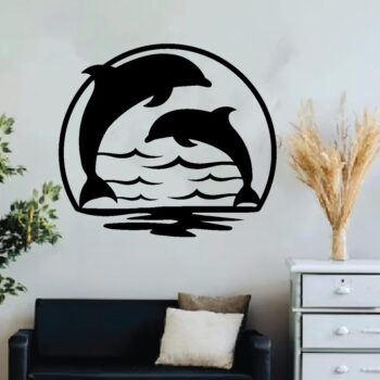 Intra απο ξύλο plywood 3mm-4mm πάχος - Dolphin Metal Wall Art,  με λέιζερ Δίασταση 40x50 cm INTRAFABR-64306303 - Image 3