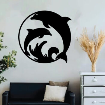 Intra απο ξύλο plywood 3mm-4mm πάχος - Dolphin Metal Wall Art,  με λέιζερ Δίασταση 40x50 cm INTRAFABR-64306949 - Image 3
