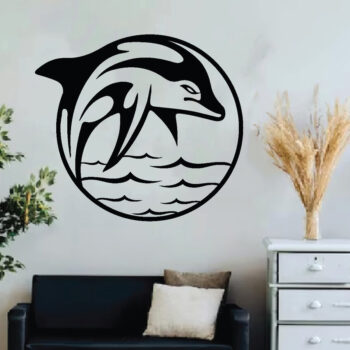 Intra απο ξύλο plywood 3mm-4mm πάχος - Dolphin Metal Wall Art, με λέιζερ Δίασταση 40x50 cm INTRAFABR-64305975 - Image 3
