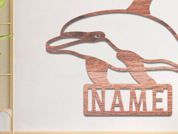 Intra απο ξύλο plywood 3mm-4mm πάχος - Dolphin Name Sin  Laser Cut Δίασταση 30x20 cm INTRAFABR-74828398 - Image 1