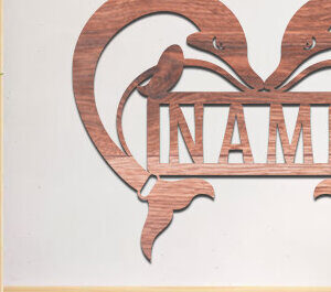 Intra απο ξύλο plywood 3mm-4mm πάχος - Dolphin Name Sin  Laser Cut Δίασταση 30x20 cm INTRAFABR-74828417
