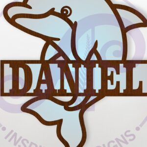 Intra απο ξύλο plywood 3mm-4mm πάχος - Dolphin Name   Ocean Theme Laser Δίασταση 30x20 cm INTRAFABR-115253908