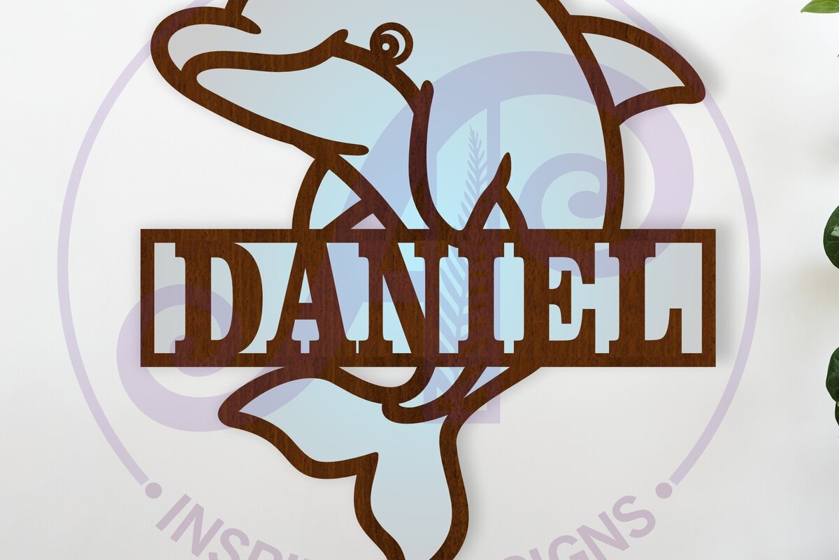 Intra απο ξύλο plywood 3mm-4mm πάχος - Dolphin Name   Ocean Theme Laser Δίασταση 30x20 cm INTRAFABR-115253908