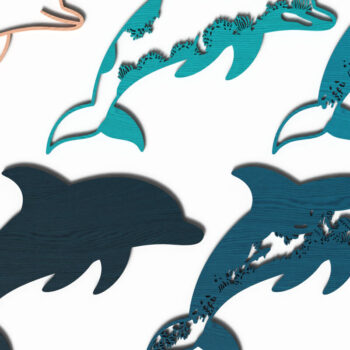 Intra απο ξύλο plywood 3mm-4mm πάχος - Dolphin Ocean Scene - Layered Laser Cut Δίασταση 30x20 cm INTRAFABR-119581583 - Image 2