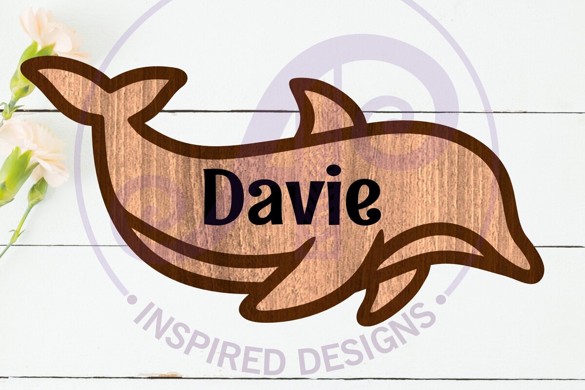 Intra απο ξύλο plywood 3mm-4mm πάχος - Δελφίνι περίγραμμα δύο επιπέδων όνομα Δίασταση 30x20 cm INTRAFABR-111250356