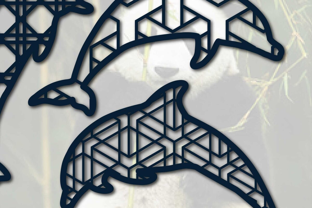 Intra απο ξύλο plywood 3mm-4mm πάχος - Δέσμη  με Laser Cut Art Dolphin Wall Art Δίασταση 40x50 cm INTRAFABR-68692887