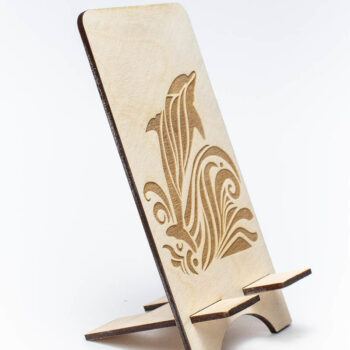 Intra απο ξύλο plywood 3mm-4mm πάχος - Τηλεφωνική βάση Dolphin with Waves Δίασταση 20x20 cm INTRAFABR-66103392 - Image 1