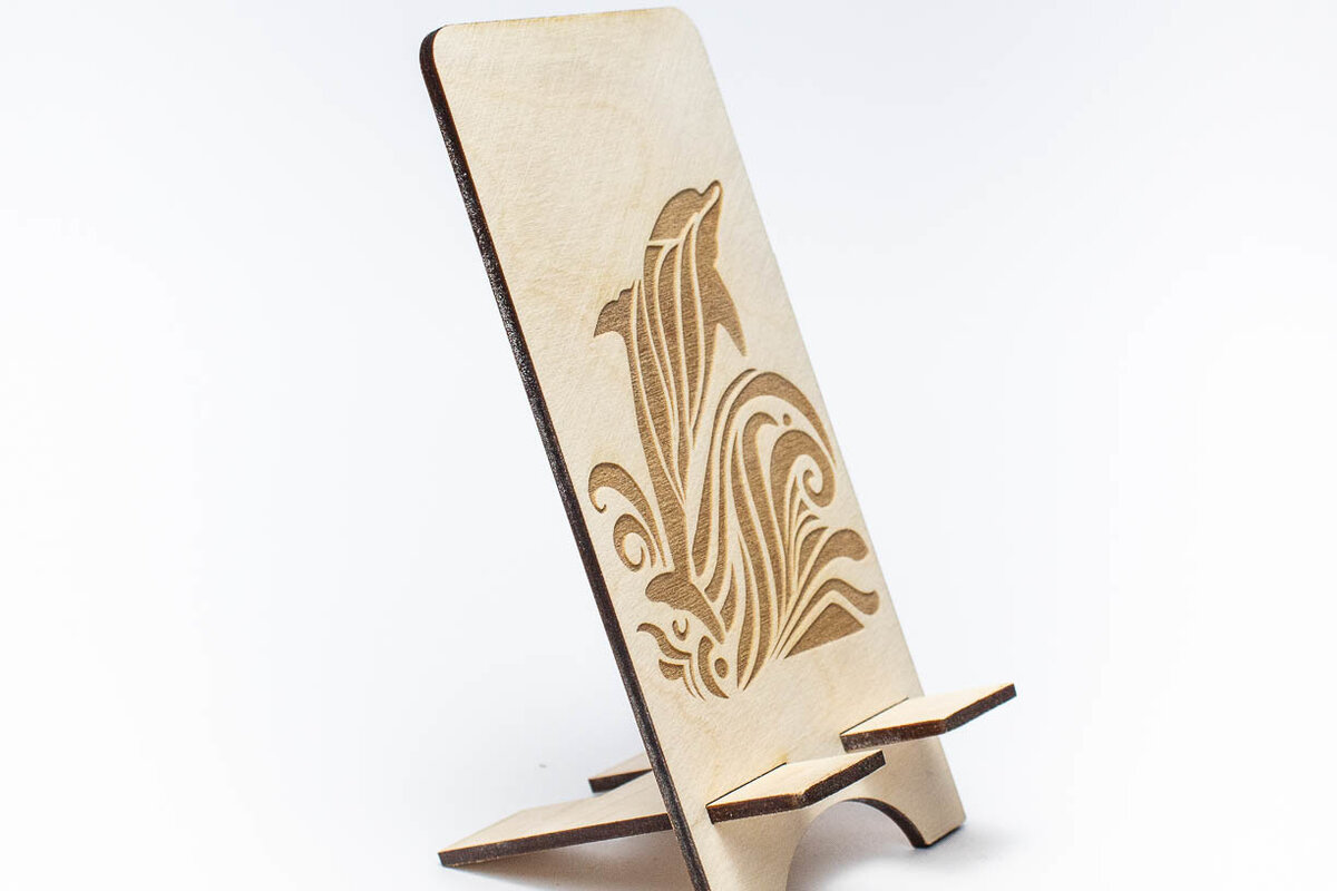 Intra απο ξύλο plywood 3mm-4mm πάχος - Τηλεφωνική βάση Dolphin with Waves Δίασταση 20x20 cm INTRAFABR-66103392